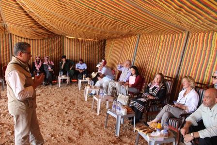Ambassador Alice Wells (seated far right) hears how ICARDA is attempting to reverse degradation across the Jordanian Badia. Ambassador Alice Wells (seated far right) hears how ICARDA is attempting to reverse degradation across the Jordanian Badia.