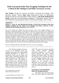 Field Assessment of the Mass Trapping Technique for the Control of the Chickpea Leaf Miner Liriomyza cicerina Field Assessment of the Mass Trapping Technique for the Control of the Chickpea Leaf Miner Liriomyza cicerina