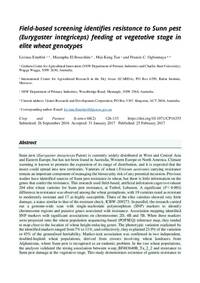 Field-based screening identifies resistance to Sunn pest (Eurygaster integriceps) feeding at vegetative stage in elite wheat genotypes