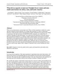 What drives capacity to innovate? Insights from women and men small-scale farmers in Africa, Asia, and Latin America 