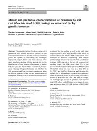 Mining and predictive characterization of resistance to leaf rust (Puccinia hordei Otth) using two subsets of barley genetic resources Mining and predictive characterization of resistance to leaf rust (Puccinia hordei Otth) using two subsets of barley genetic resources