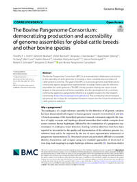The Bovine Pangenome Consortium: democratizing production and accessibility of genome assemblies for global cattle breeds and other bovine species The Bovine Pangenome Consortium: democratizing production and accessibility of genome assemblies for global cattle breeds and other bovine species