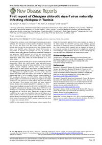 First report of Chickpea chlorotic dwarf virus naturally infecting chickpea in Tunisia First report of Chickpea chlorotic dwarf virus naturally infecting chickpea in Tunisia
