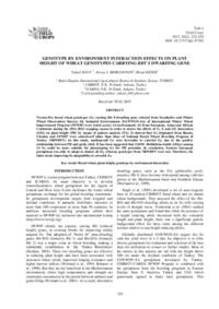 Genotype by environment interaction effects on plant height of wheat genotypes carrying rht 8 dwarfing gene Genotype by environment interaction effects on plant height of wheat genotypes carrying rht 8 dwarfing gene