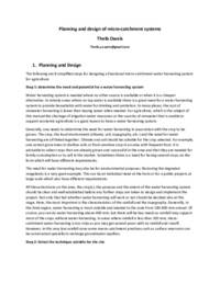 Planning and design of micro-catchment systems Planning and design of micro-catchment systems