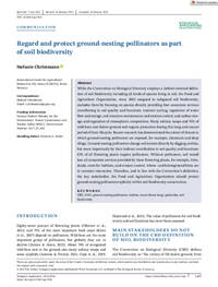 Regard and protect ground-nesting pollinators as part of soil biodiversity Regard and protect ground-nesting pollinators as part of soil biodiversity