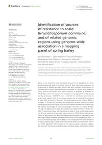 Identification of sources of resistance to scald (Rhynchosporium commune) and of related genomic regions using genome-wide association in a mapping panel of spring barley Identification of sources of resistance to scald (Rhynchosporium commune) and of related genomic regions using genome-wide association in a mapping panel of spring barley