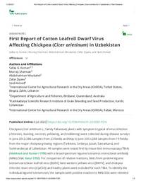 First report of Cotton leafroll dwarf virus affecting chickpea (Cicer arietinum L.) in Uzbekistan