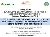 Perspectives de Coopération des Acteurs pour une Mise en Œuvre Efficace des Techniques de Mise En défense des Parcours du Sud Tunisien Perspectives de Coopération des Acteurs pour une Mise en Œuvre Efficace des Techniques de Mise En défense des Parcours du Sud Tunisien