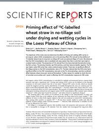 Priming effect of 13C-labelled wheat straw in no-tillage soil under drying and wetting cycles in the Loess Plateau of China Priming effect of 13C-labelled wheat straw in no-tillage soil under drying and wetting cycles in the Loess Plateau of China