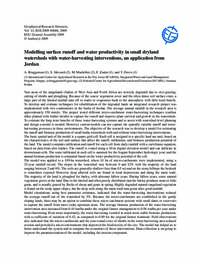 Modelling surface runoff and water productivity in small dryland watersheds with water-harvesting interventions, an application from Jordan