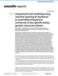 Assessment and modeling using machine learning of resistance to scald (Rhynchosporium commune) in two specifc barley genetic resources subsets Assessment and modeling using machine learning of resistance to scald (Rhynchosporium commune) in two specifc barley genetic resources subsets