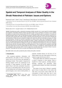 Spatial and Temporal Analyses of Water Quality in the Dhrabi Watershed of Pakistan: Issues and Options Spatial and Temporal Analyses of Water Quality in the Dhrabi Watershed of Pakistan: Issues and Options