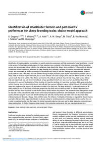 Identification of smallholder farmers and pastoralists’ preferences for sheep breeding traits: choice model approach Identification of smallholder farmers and pastoralists’ preferences for sheep breeding traits: choice model approach