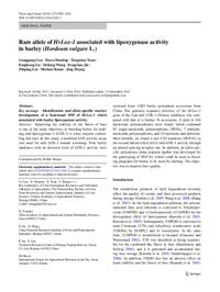 Rare allele of HvLox-1 associated with lipoxygenase activity in barley (Hordeum vulgare L.)