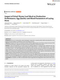 Impact of Dried Thyme Leaf Meal on Production Performance, Egg Quality and Blood Parameters of Laying Hens