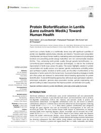 Protein Biofortification in Lentils (Lens culinaris Medik.) Toward Human Health Protein Biofortification in Lentils (Lens culinaris Medik.) Toward Human Health