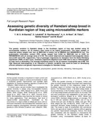 Assessing genetic diversity of Hamdani sheep breed in Kurdistan region of Iraq using microsatellite markers Assessing genetic diversity of Hamdani sheep breed in Kurdistan region of Iraq using microsatellite markers
