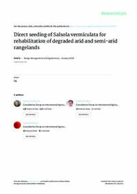 Direct seeding of Salsola vermiculata for rehabilitation of degraded arid and semi-arid rangelands Direct seeding of Salsola vermiculata for rehabilitation of degraded arid and semi-arid rangelands