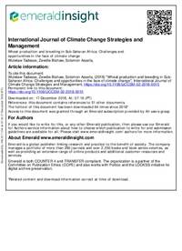Wheat production and breeding in Sub-Saharan Africa: Challenges and opportunities in the face of climate change Wheat production and breeding in Sub-Saharan Africa: Challenges and opportunities in the face of climate change