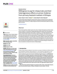 Willingness to pay for sheep traits and their heterogeneous effects on prices: Evidence from primary livestock markets in Ethiopia Willingness to pay for sheep traits and their heterogeneous effects on prices: Evidence from primary livestock markets in Ethiopia