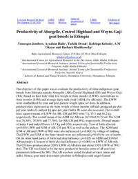Productivity of Abergelle, Central Highland and Woyto-Guji goat breeds in Ethiopia Productivity of Abergelle, Central Highland and Woyto-Guji goat breeds in Ethiopia