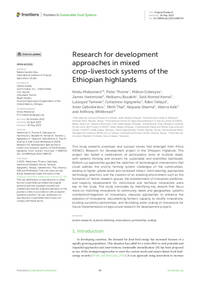 Research for development approaches in mixed crop-livestock systems of the Ethiopian highlands Research for development approaches in mixed crop-livestock systems of the Ethiopian highlands