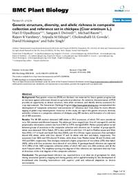 Genetic structure, diversity, and allelic richness in composite collection and reference set in chickpea (Cicer arietinum L.) Genetic structure, diversity, and allelic richness in composite collection and reference set in chickpea (Cicer arietinum L.)