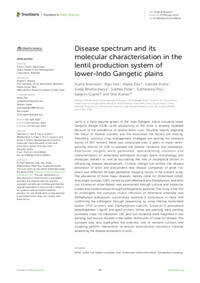 Disease spectrum and its molecular characterisation in the lentil production system of lower-Indo Gangetic plains Disease spectrum and its molecular characterisation in the lentil production system of lower-Indo Gangetic plains
