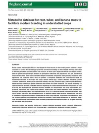 Metabolite database for root, tuber, and banana crops to facilitate modern breeding in understudied crops Metabolite database for root, tuber, and banana crops to facilitate modern breeding in understudied crops