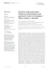 Genome-wide association studies for phenological and agronomic traits in mungbean (Vigna radiata L. Wilczek)