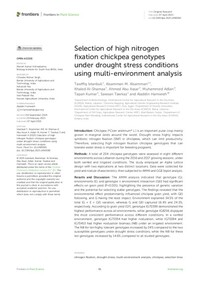 Selection of high nitrogen fixation chickpea genotypes under drought stress conditions using multi-environment analysis Selection of high nitrogen fixation chickpea genotypes under drought stress conditions using multi-environment analysis