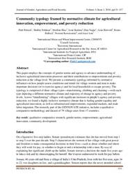 Community typology framed by normative climate for agricultural innovation, empowerment, and poverty reduction Community typology framed by normative climate for agricultural innovation, empowerment, and poverty reduction