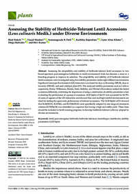 Assessing the Stability of Herbicide-Tolerant Lentil Accessions (Lens culinaris Medik.) under Diverse Environments Assessing the Stability of Herbicide-Tolerant Lentil Accessions (Lens culinaris Medik.) under Diverse Environments