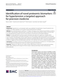 Identification of novel proteomic biomarkers for hypertension: a targeted approach for precision medicine