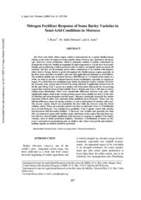 Nitrogen Fertilizer Response of Some Barley Varieties in Semi-Arid Conditions in Morocco Nitrogen Fertilizer Response of Some Barley Varieties in Semi-Arid Conditions in Morocco
