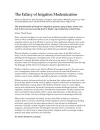 The Fallacy of Irrigation Modernization The Fallacy of Irrigation Modernization