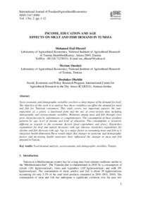 Income, Education and Age effects on Meat and Fish Demand in Tunisia