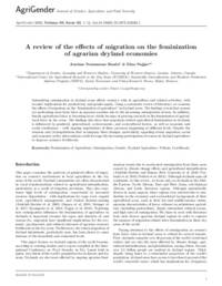 A review of the effects of migration on the feminization of agrarian dryland economies A review of the effects of migration on the feminization of agrarian dryland economies