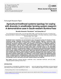 Agricultural livelihood systems typology for coping with diversity in smallholder farming system research: A demonstrative case in South-western Burkina Faso Agricultural livelihood systems typology for coping with diversity in smallholder farming system research: A demonstrative case in South-western Burkina Faso