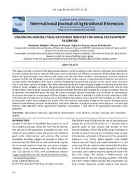 Enhancing Agricultural Extension Services for Rural Development in Jordan