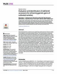 Evaluation and identification of wild lentil accessions for enhancing genetic gains of cultivated varieties Evaluation and identification of wild lentil accessions for enhancing genetic gains of cultivated varieties
