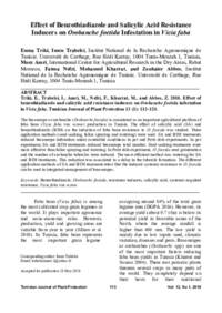 Effect of Benzothiadiazole and Salicylic Acid Resistance Inducers on Orobanche foetida Infestation in Vicia faba Effect of Benzothiadiazole and Salicylic Acid Resistance Inducers on Orobanche foetida Infestation in Vicia faba