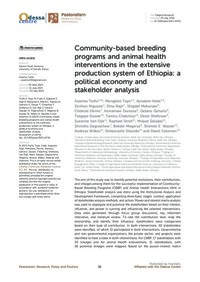 Community-based breeding programs and animal health interventions in the extensive production system of Ethiopia: a political economy and stakeholder analysis Community-based breeding programs and animal health interventions in the extensive production system of Ethiopia: a political economy and stakeholder analysis