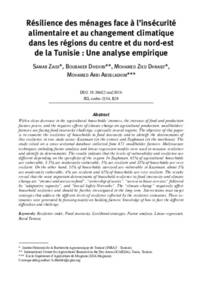 Résilience des ménages face à l’insécurité alimentaire et au changement climatique dans les régions du centre et du nord-est de la Tunisie : Une analyse empirique Résilience des ménages face à l’insécurité alimentaire et au changement climatique dans les régions du centre et du nord-est de la Tunisie : Une analyse empirique