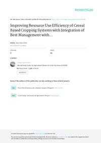 Improving Resource Use Efficiency of Cereal Based Cropping Systems with Integration of Best Management with Conservation Agriculture Under Changing Agricultural Scenarios in Cauvery Delta of Tamil Nadu Improving Resource Use Efficiency of Cereal Based Cropping Systems with Integration of Best Management with Conservation Agriculture Under Changing Agricultural Scenarios in Cauvery Delta of Tamil Nadu