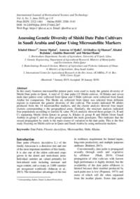 Assessing Genetic Diversity of Shishi Date Palm Cultivars in Saudi Arabia and Qatar Using Microsatellite Markers Assessing Genetic Diversity of Shishi Date Palm Cultivars in Saudi Arabia and Qatar Using Microsatellite Markers