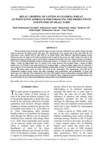Relay Cropping of Cotton in Standing Wheat: An Innovative Approach for Enhancing the productivity and income of Small Farm Relay Cropping of Cotton in Standing Wheat: An Innovative Approach for Enhancing the productivity and income of Small Farm