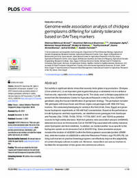 Genome-wide association analysis of chickpea germplasms differing for salinity tolerance based on DArTseq markers Genome-wide association analysis of chickpea germplasms differing for salinity tolerance based on DArTseq markers