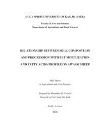 Relationship Between Milk Composition  And Progression With Fat Mobilization  And Fatty Acids Profile On Awassi Sheep